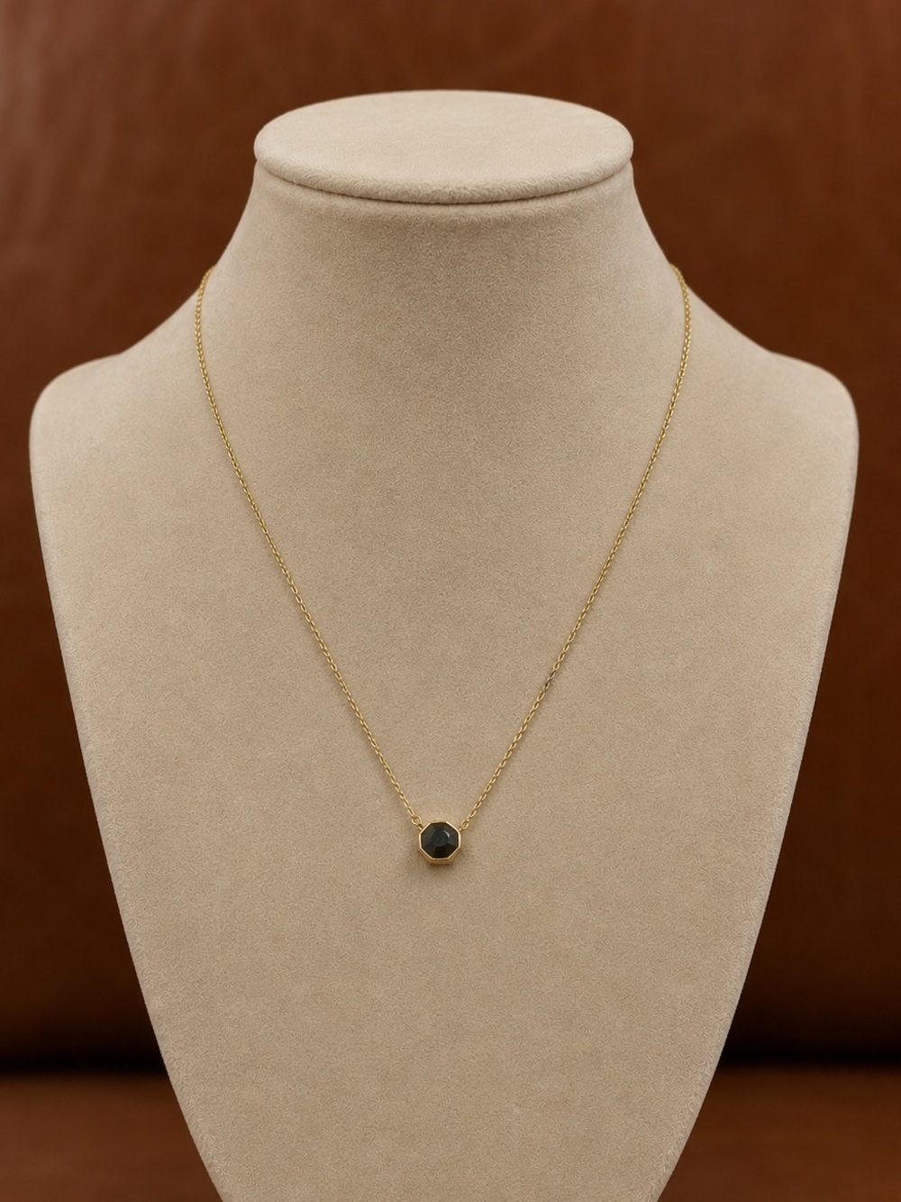 Gorjana Gold Black Faceted Stone Pendant Necklace Adjustable